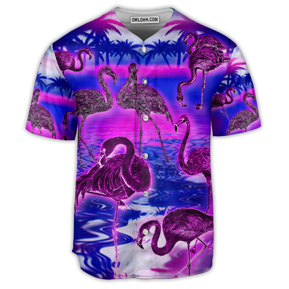 Flamingo Neon Colorful Art Purple Style - Baseball Jersey