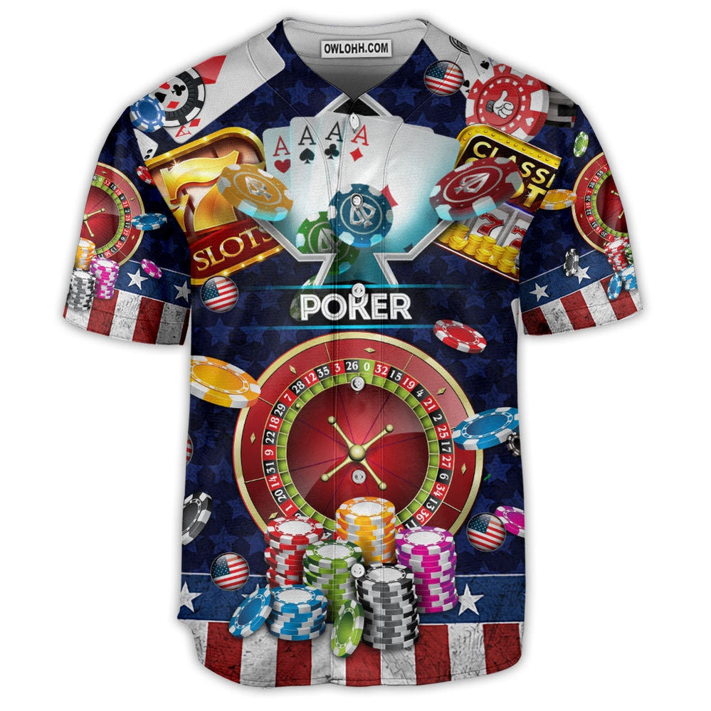 Poker US Flag Independence Day - Baseball Jersey - Chic Loom