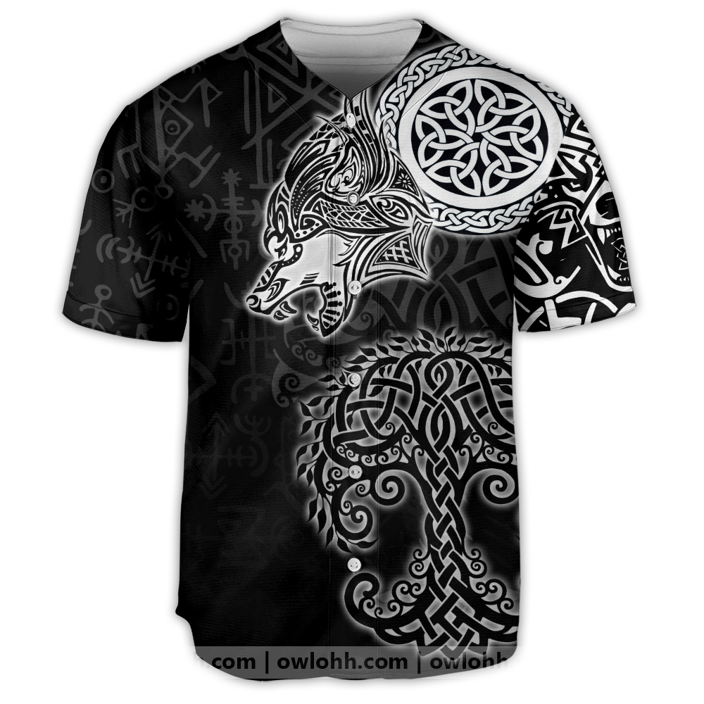 Viking Wolf Baseball Jersey Shirts - Baseball Shirts For Men - Mens Sport Shirts