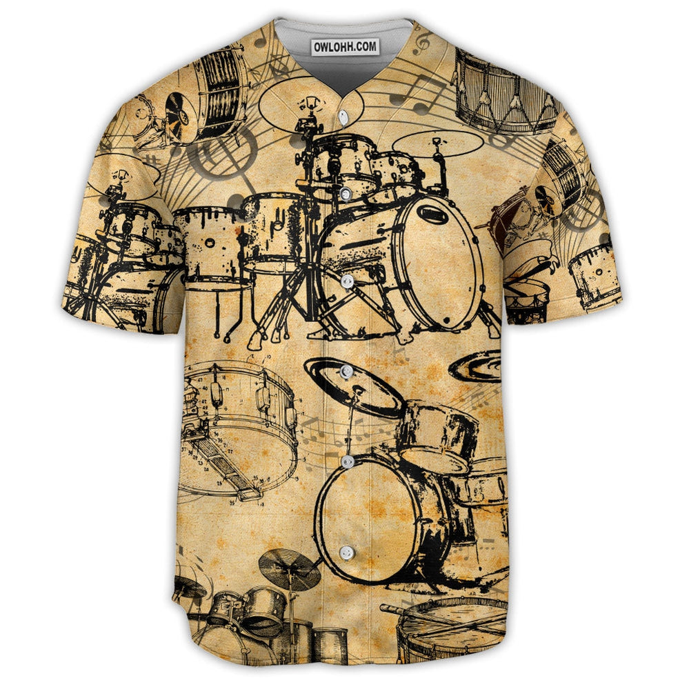 Drum Vintage Retro Sketch Art Style - Baseball Jersey