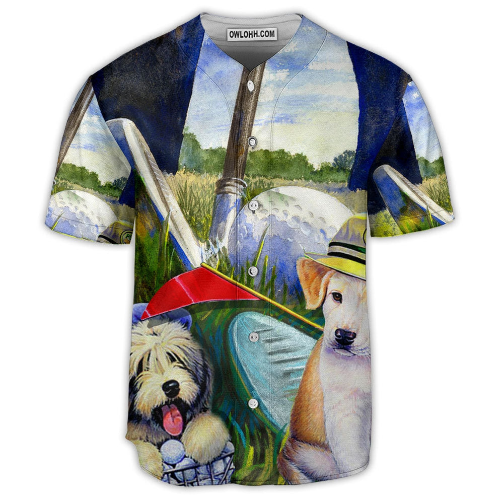 Golf Dog Golf Life Funny Art Style - Baseball Jersey