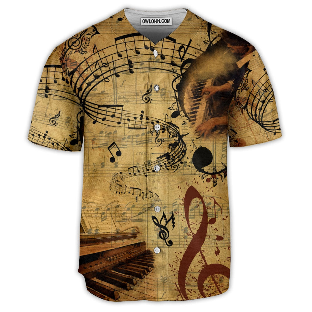 Piano Music Note Vintage Vibe Lover Art Style - Baseball Jersey