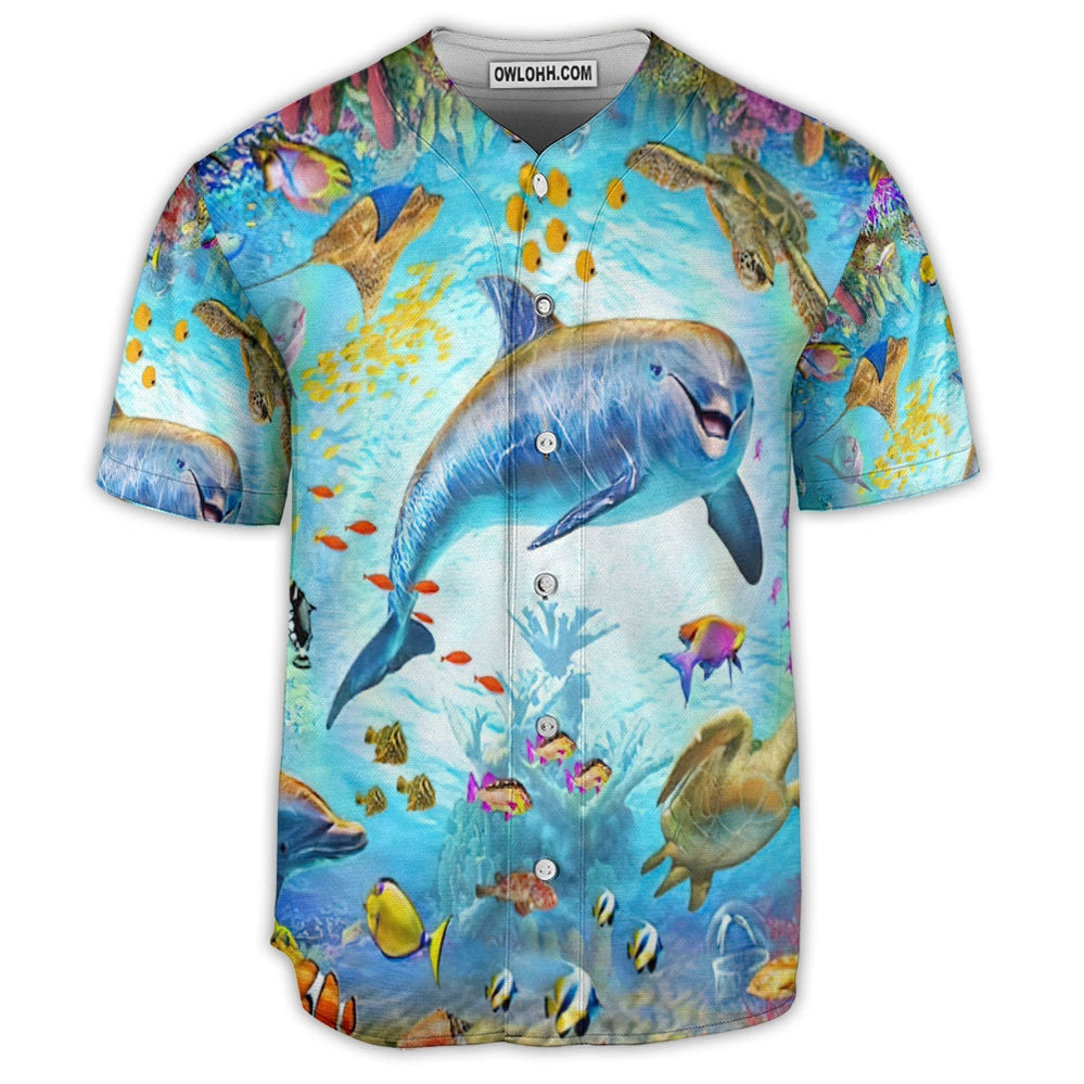 Dolphin Life In The Ocean  - Baseball Jersey
