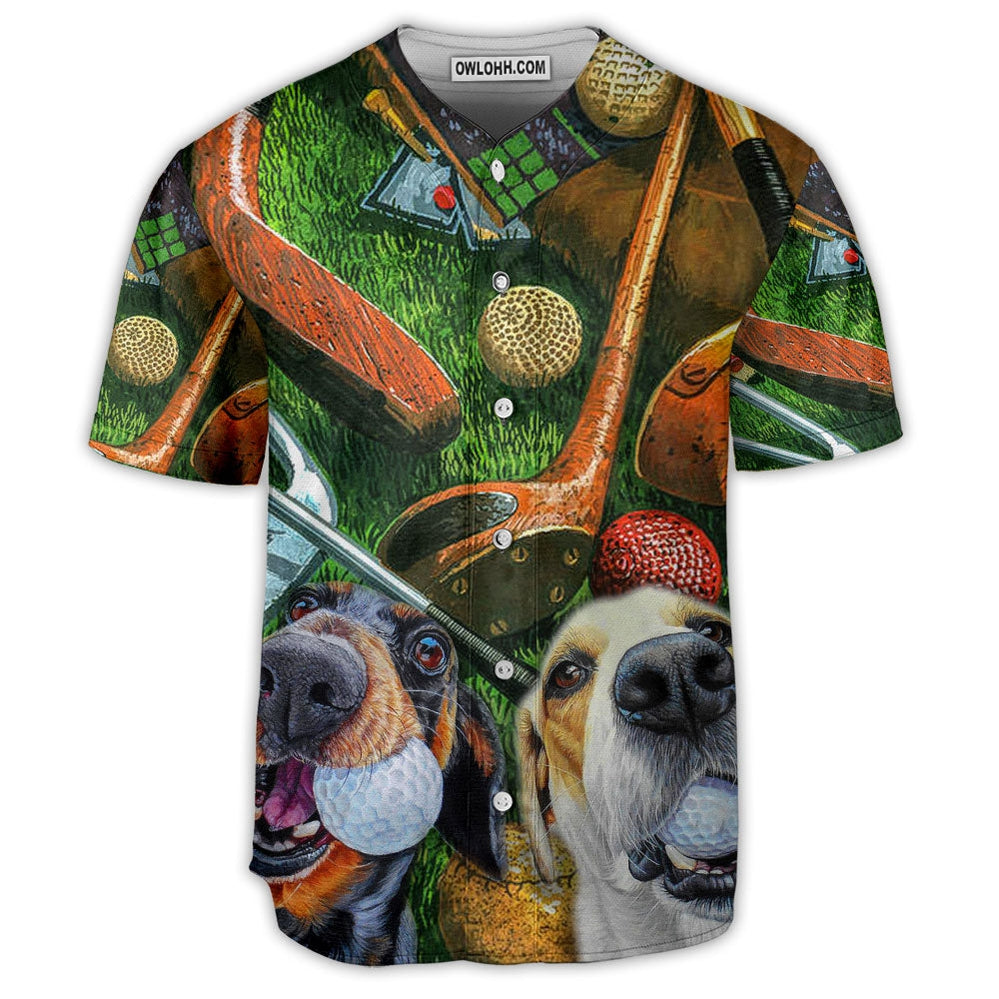 Golf Dog Funny Art Style - Baseball Jersey