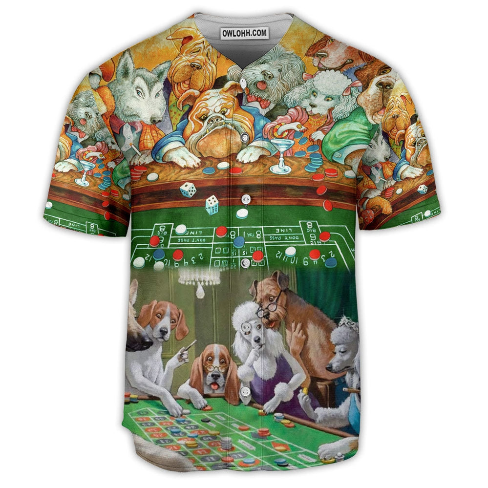 Dog Casino Funny Art - Baseball Jersey