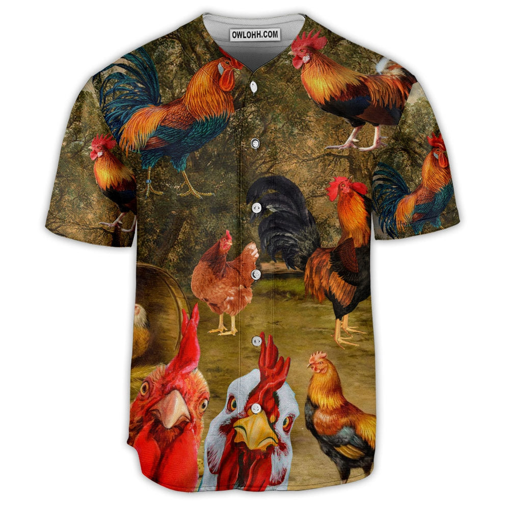 Chicken Flower Tropical Art Style - Baseball Jersey