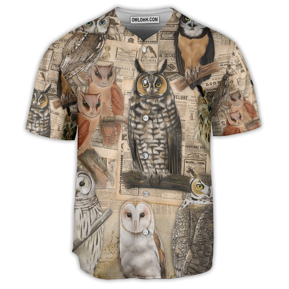 Owl Retro Vintage Style - Baseball Jersey  - Chic Loom