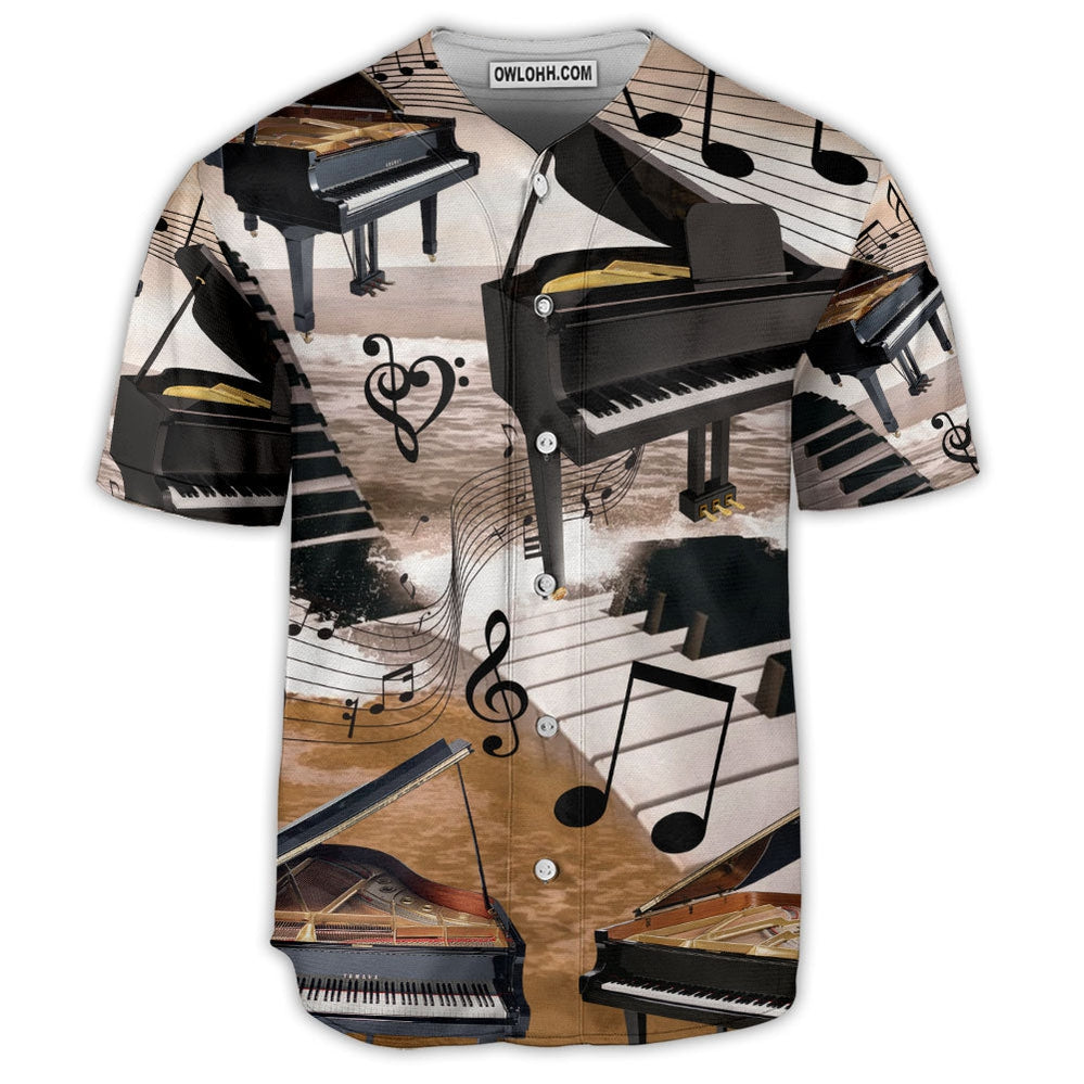 Piano Music Note Vintage Vibe Lover Art Style - Baseball Jersey