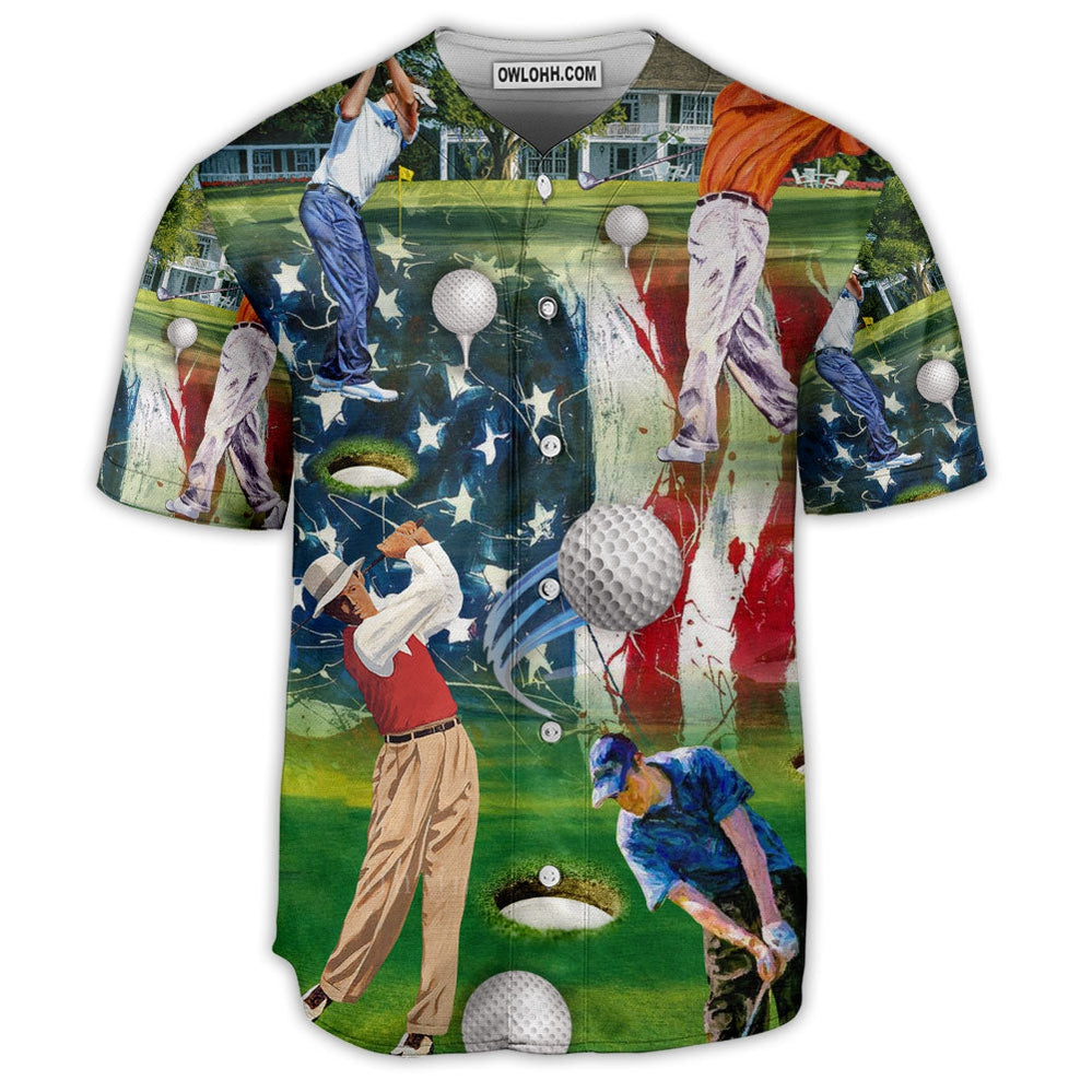 Golf American Art Style - Baseball Jersey