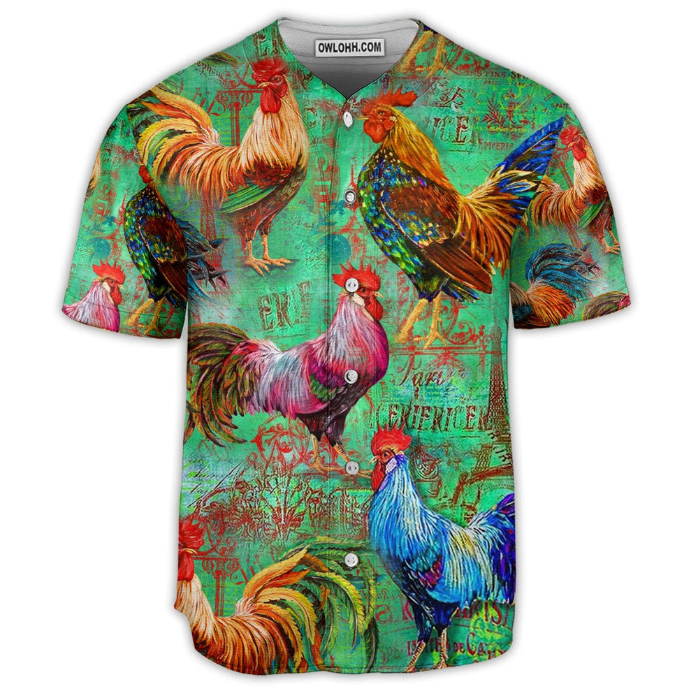 Chicken Colorful Art Flower Tropical Vibe - Baseball Jersey