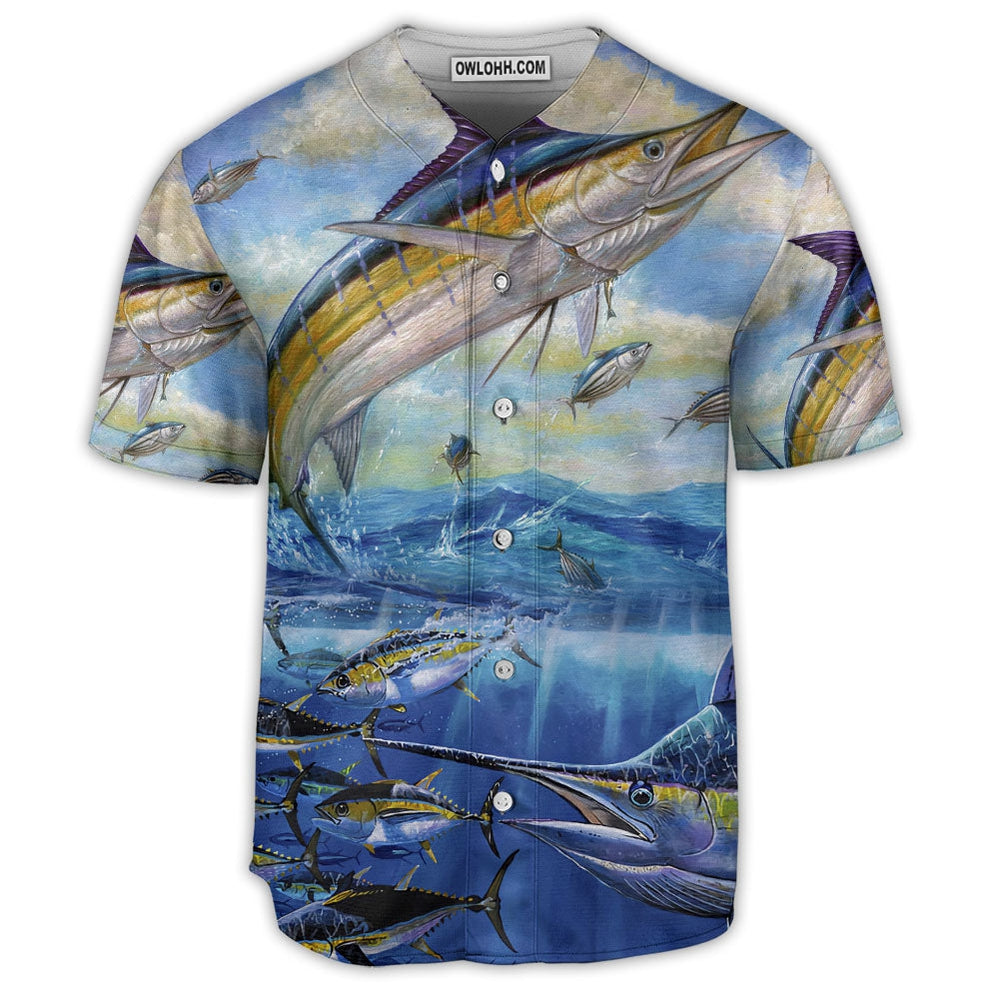 Fishing With Ocean Blue Sky Freedom - Baseball Jersey