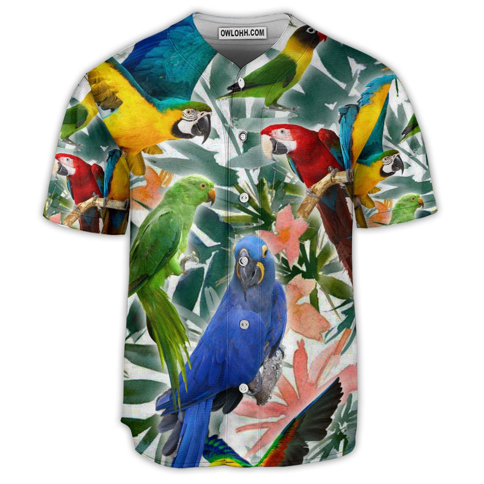 Parrot Tropical Flowes Art - Baseball Jersey  - Chic Loom