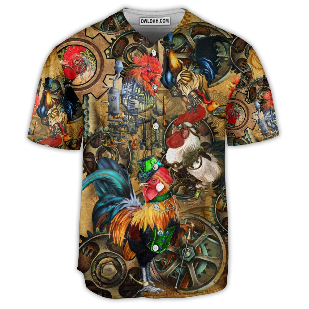Chicken Steampunk Art Vintage Retro Vibe - Baseball Jersey