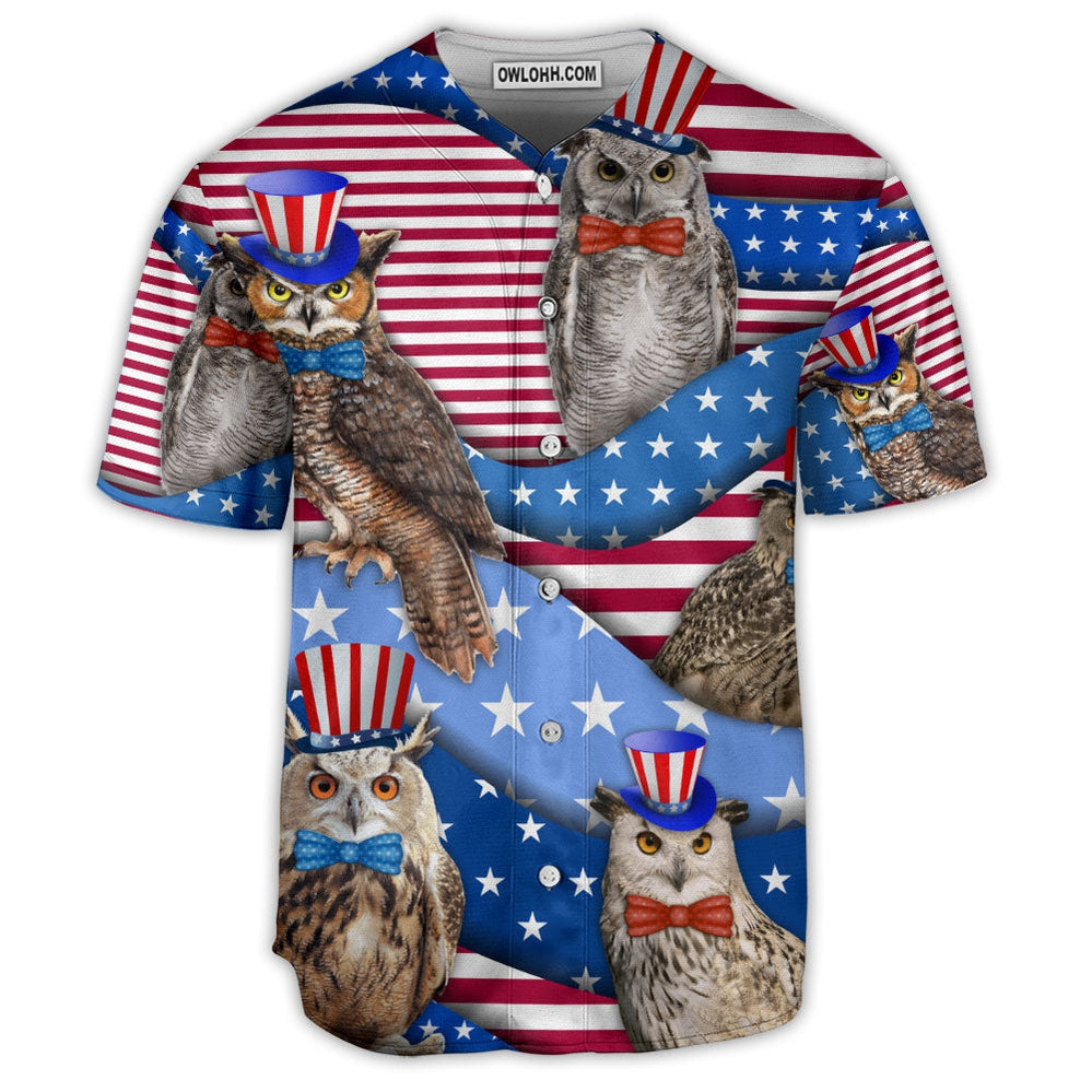 Owl USA Flag Art - Baseball Jersey  - Chic Loom