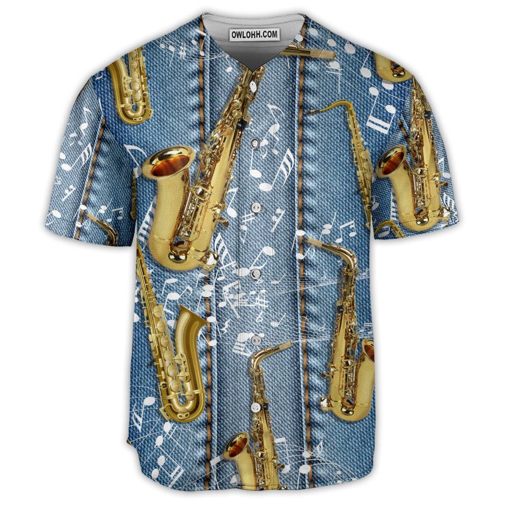Saxophone Jeans Art Music Note - Baseball Jersey