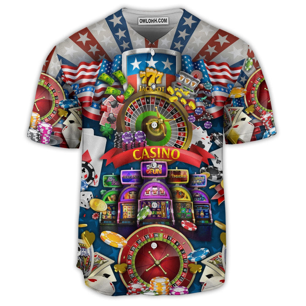 Poker US Flag Casino Lover - Baseball Jersey - Chic Loom