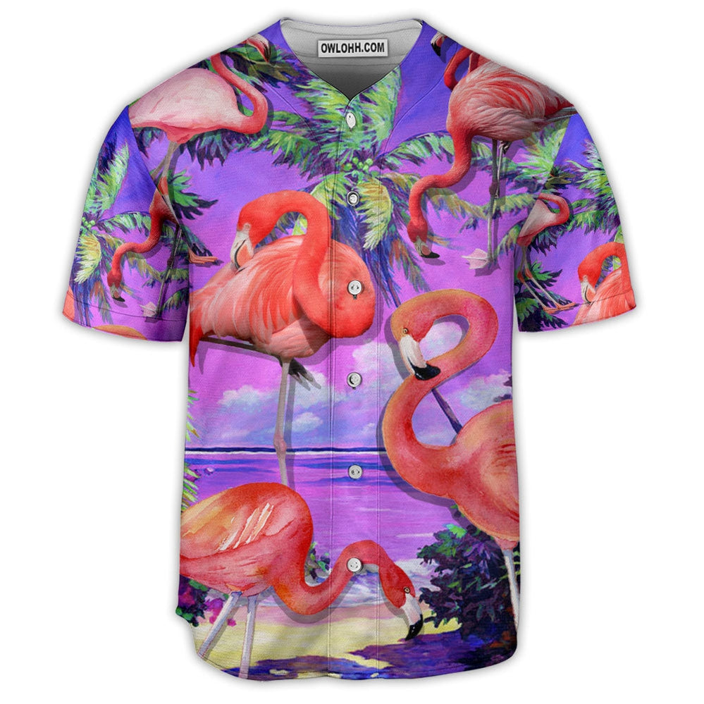 Flamingo Coconut Beach Summer Vibe - Baseball Jersey