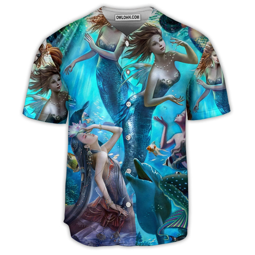 Dolphin With Mermaid Undersea Art - Baseball Jersey