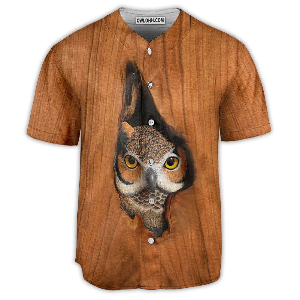 Owl Wood Art Style - Baseball Jersey  - Chic Loom