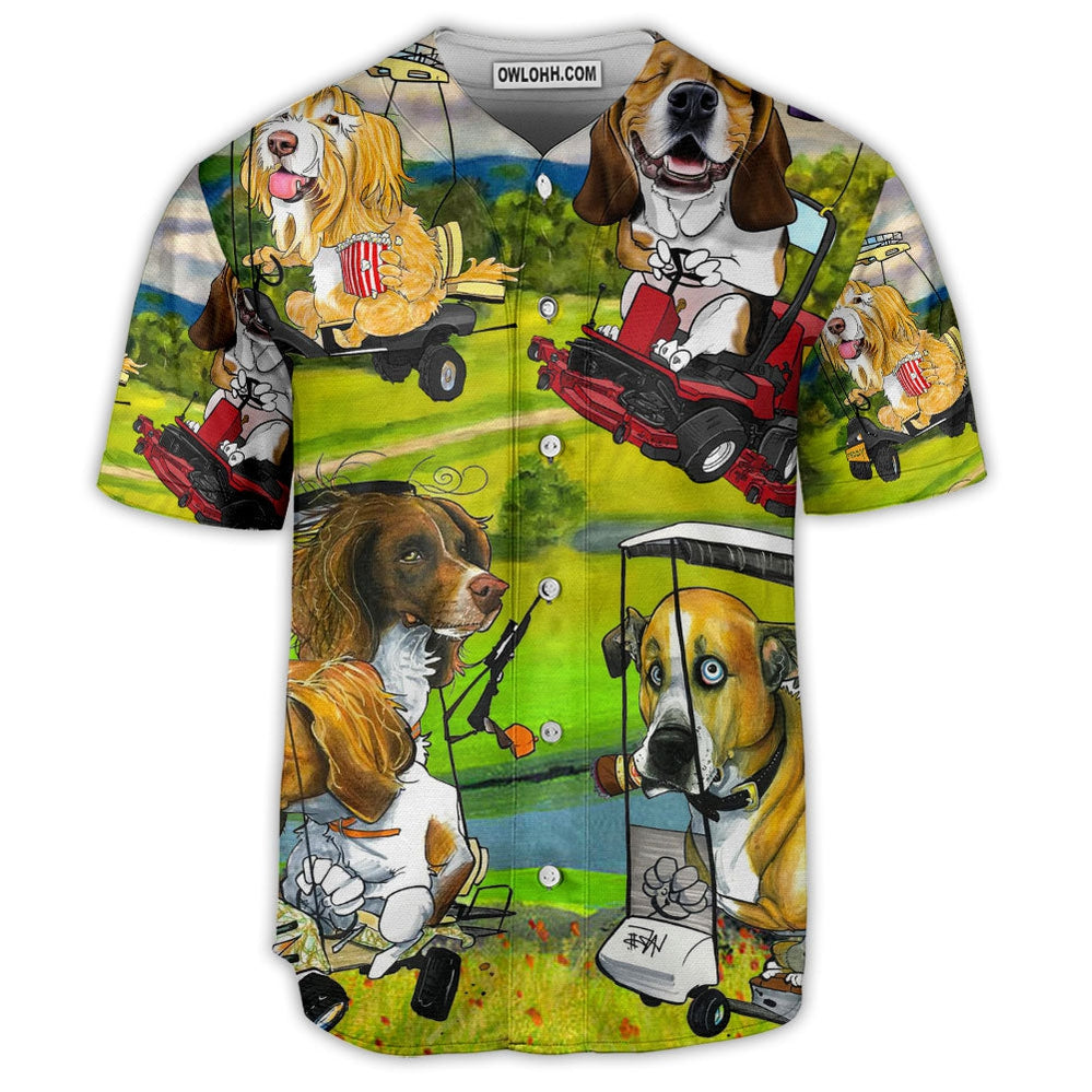 Golf Dog Lover Funny Art Style - Baseball Jersey