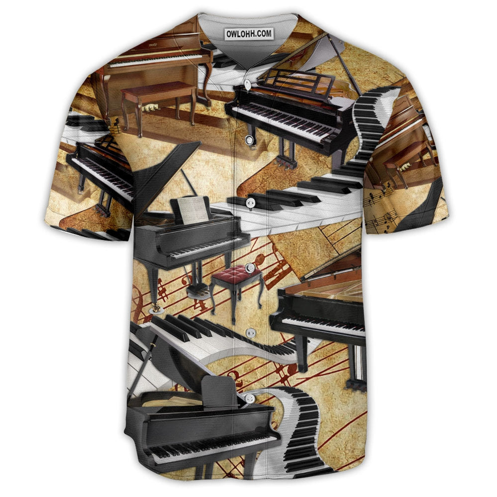 Piano Music Vintage Retro Vibe Lover Art Style - Baseball Jersey