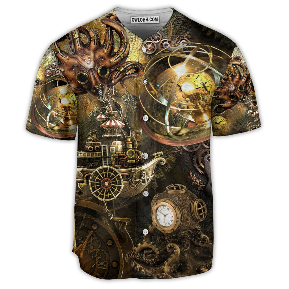 Octopus Steampunk Machine Metal Style - Baseball Jersey  - Chic Loom