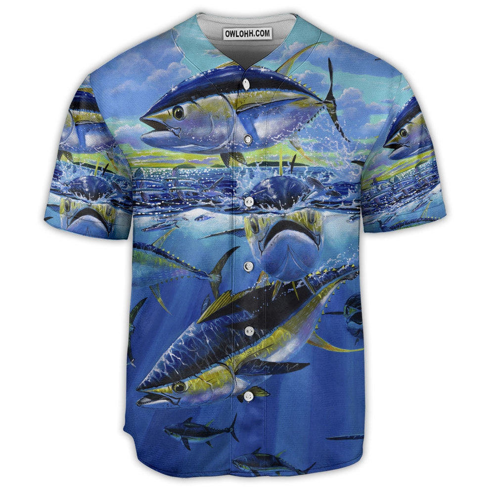 Fishing Funa With Blue Sky Art - Baseball Jersey
