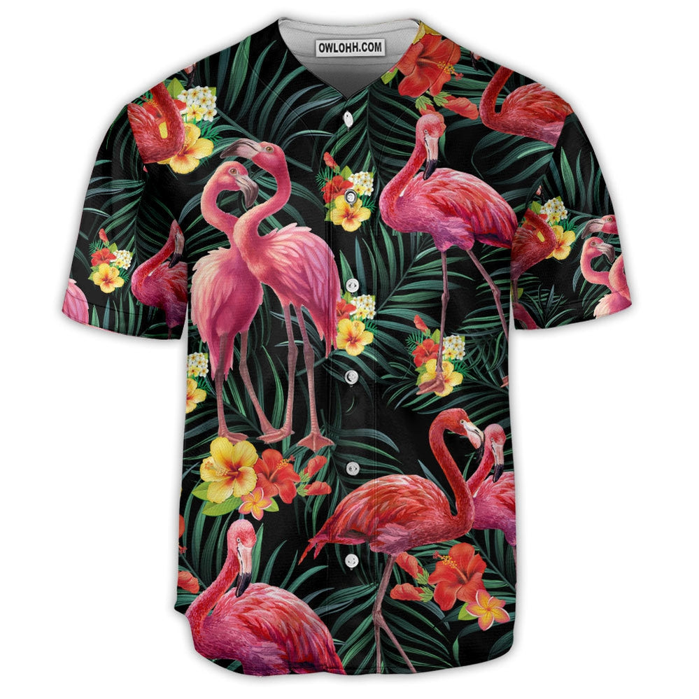 Flamingo Flowers Tropical Art Vibe - Baseball Jersey