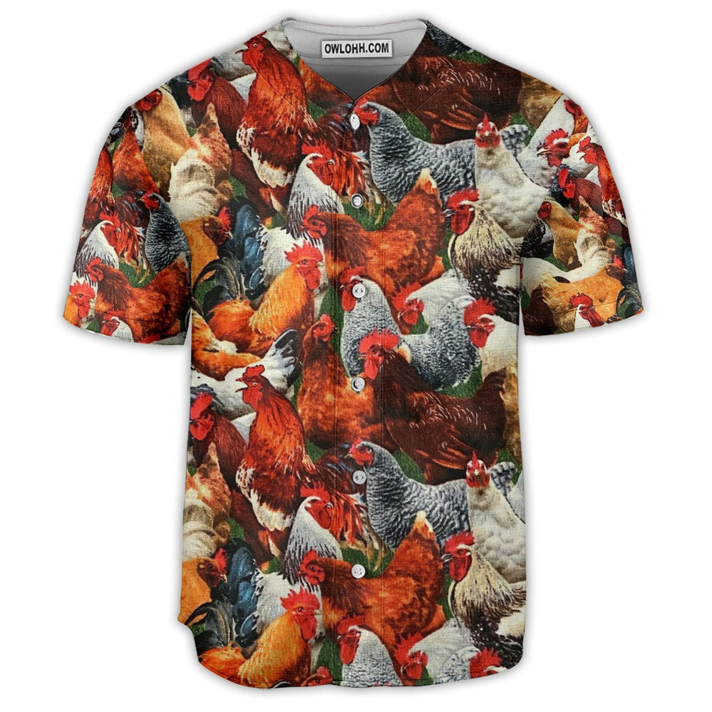 Chicken Farm Style Coloful Art - Baseball Jersey