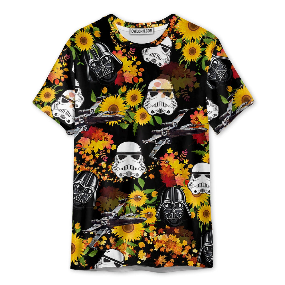 Star Wars Darth Vader Stormtrooper Helmet Autumn Wild Sunflowers - Unisex 3D T-shirt - Chic Loom