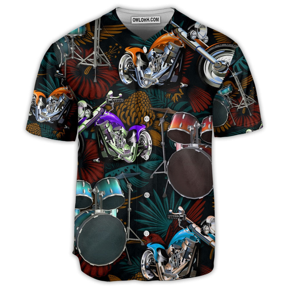 Drum Motorcycles I Love Drum And Motorcycles - Baseball Jersey