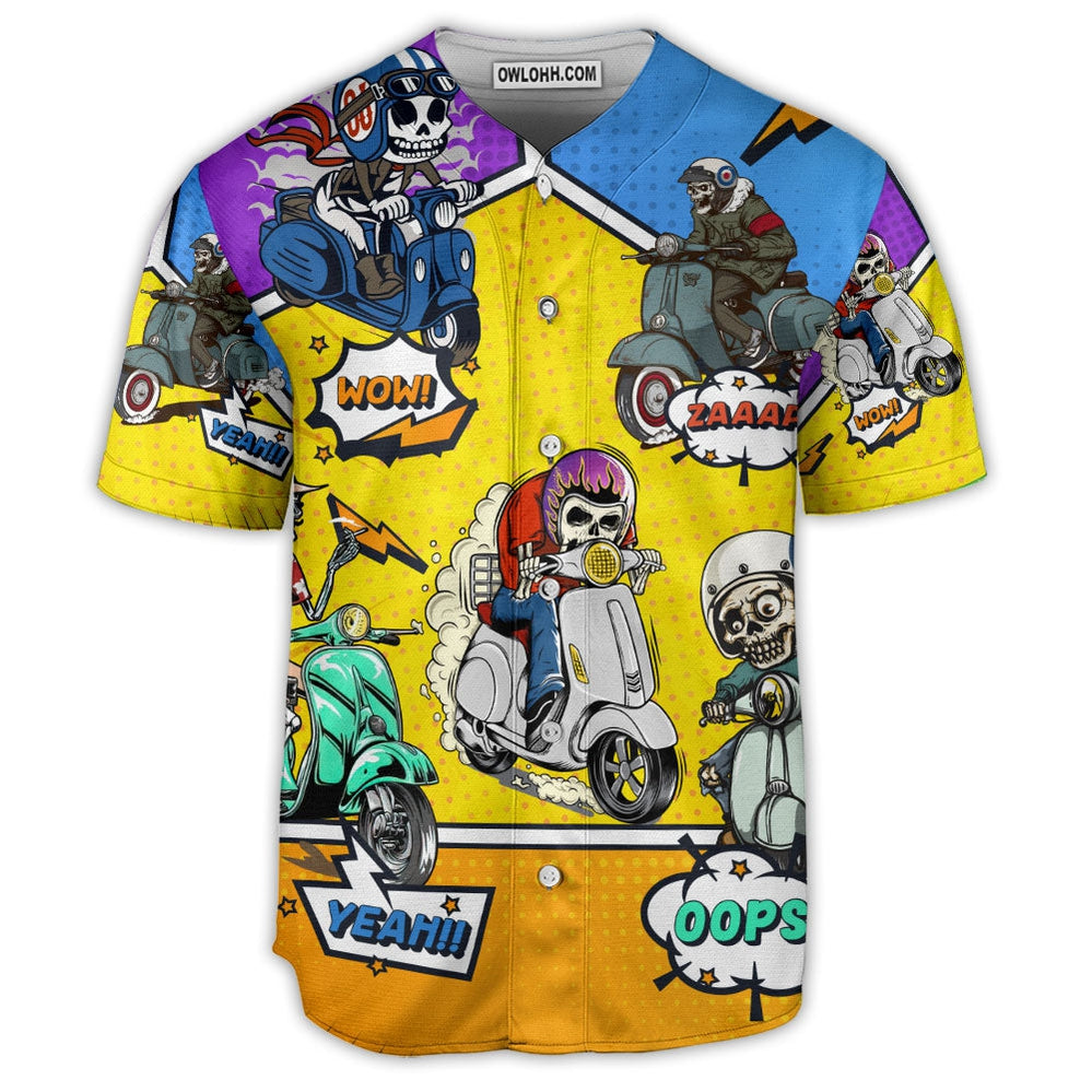Scooter Skeleton Drive Scooter Pop Art Style - Baseball Jersey