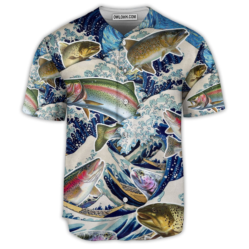 Fishing Trout Fishing Big Waves - Baseball Jersey