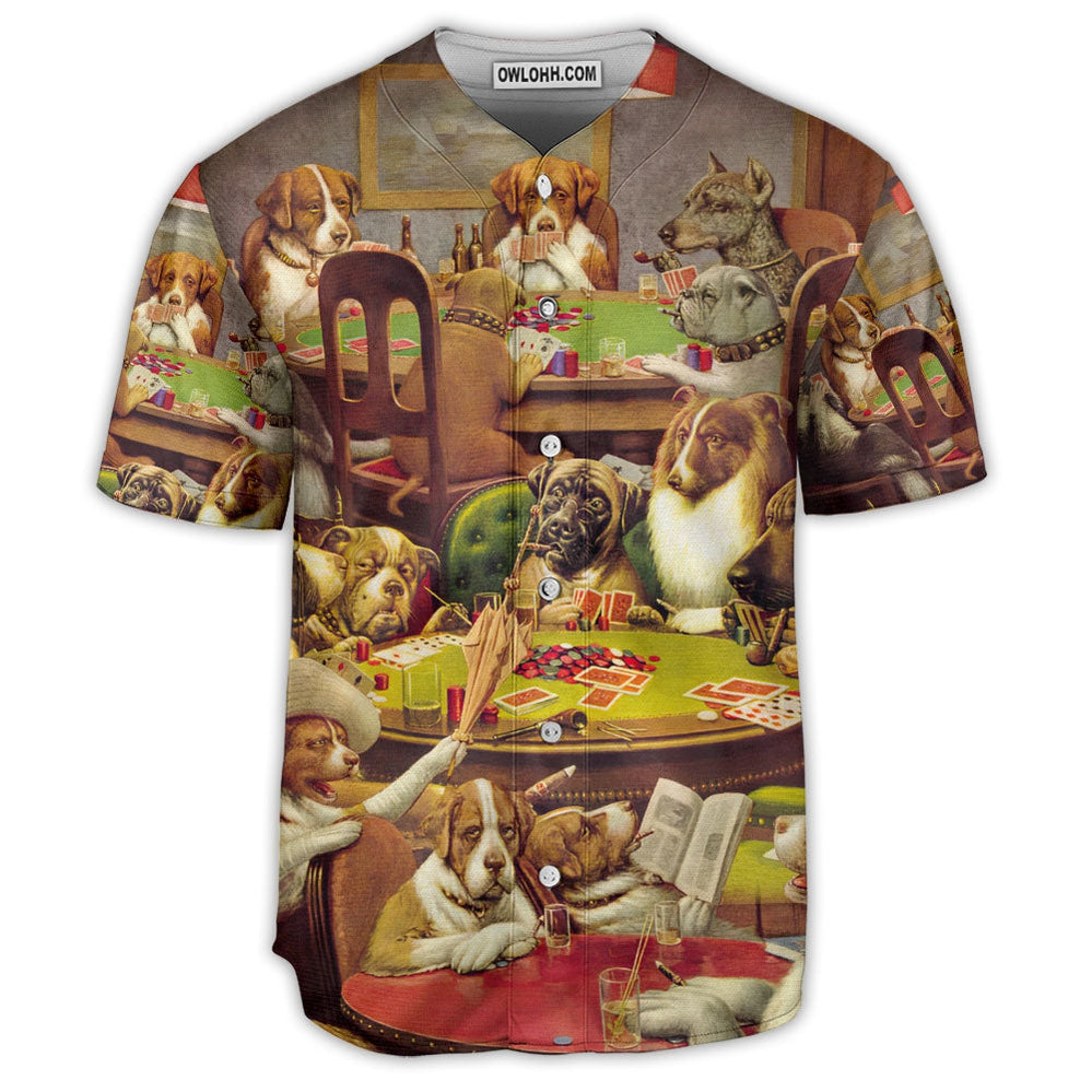 Dog Casino Art Vintage - Baseball Jersey