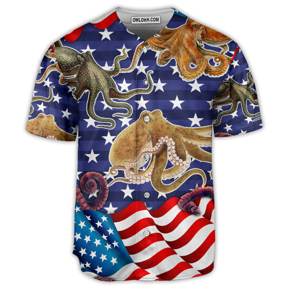 Octopus USA FLag Art - Baseball Jersey  - Chic Loom