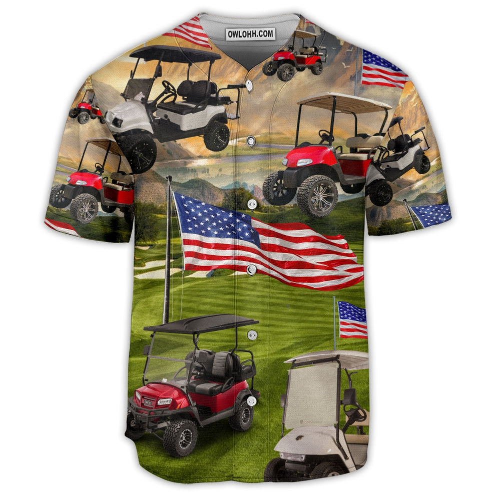 Golf With US Flag Art Style - Baseball Jersey