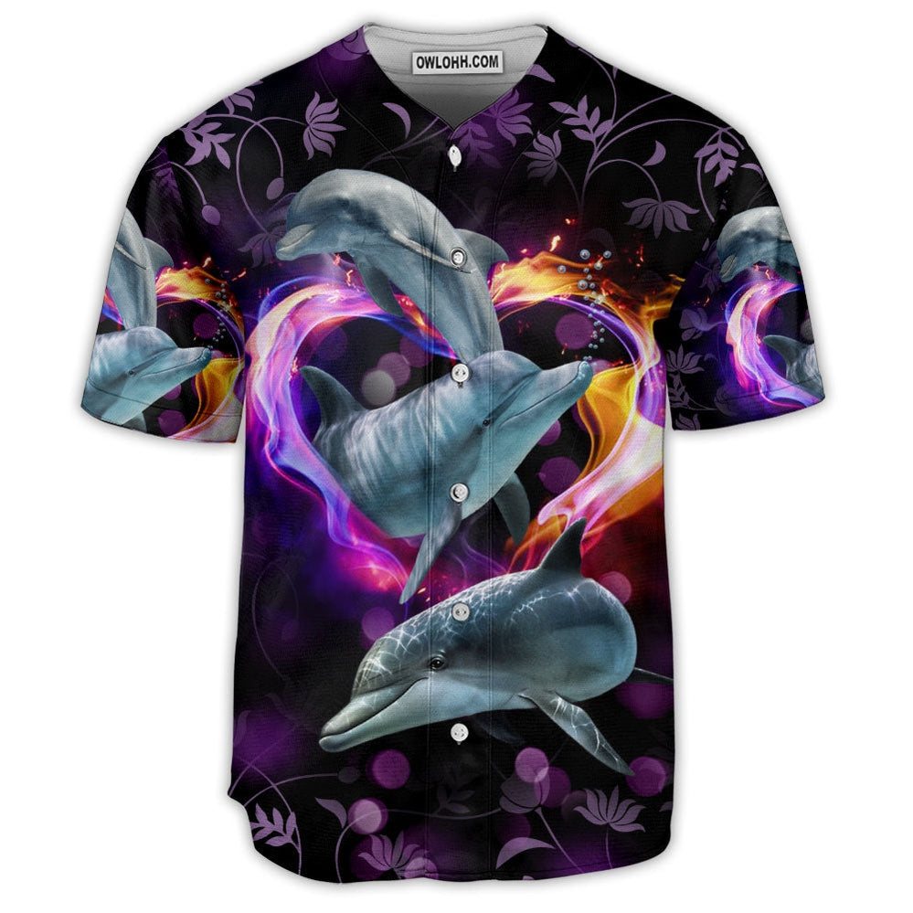 Dolphin Colorful Heart Shape Art  - Baseball Jersey