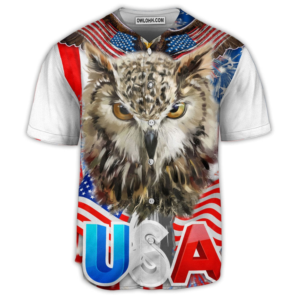 Owl USA Style Flag Art - Baseball Jersey  - Chic Loom
