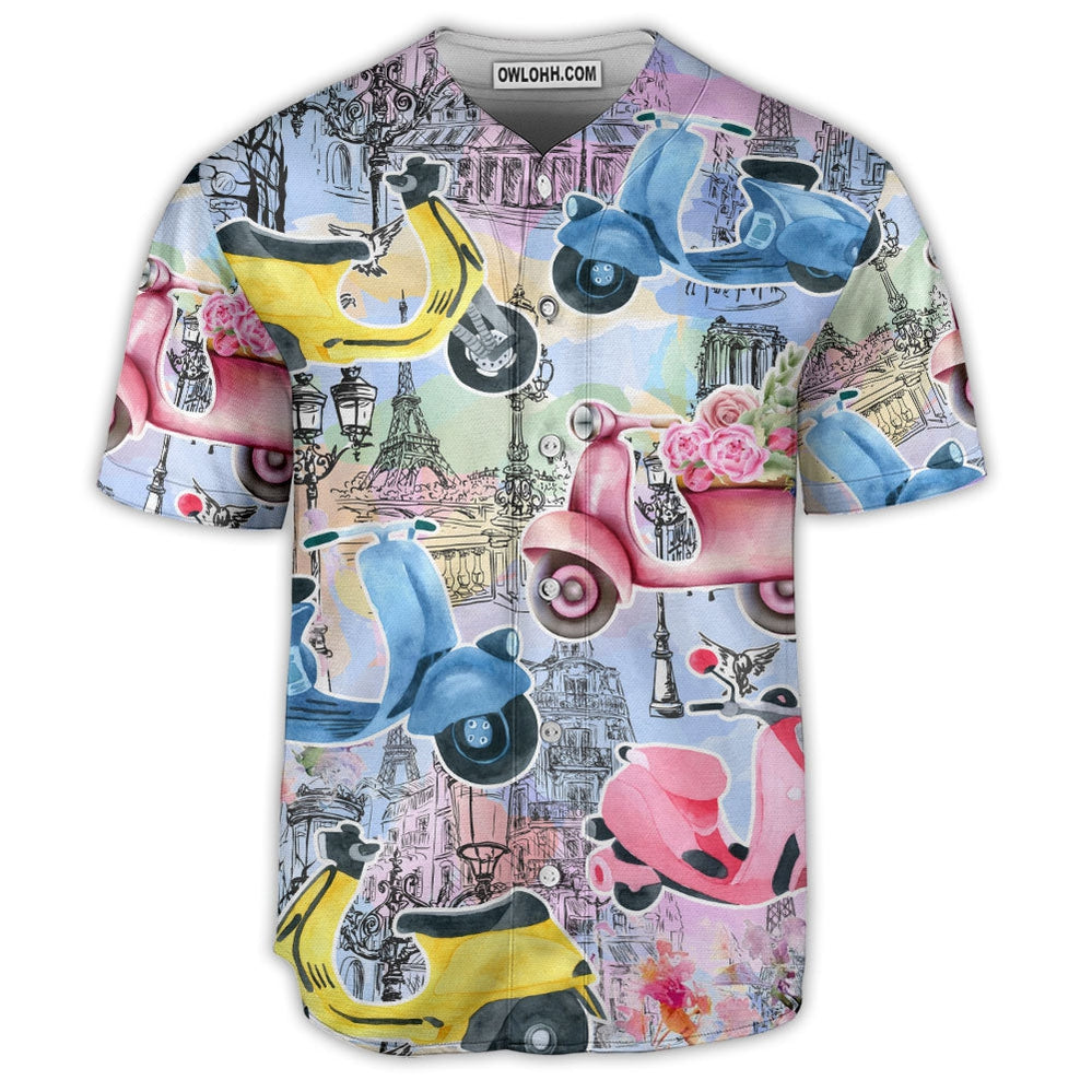 Scooter And City Art - Baseball Jersey