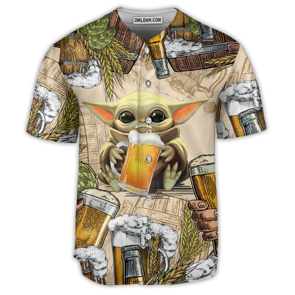 Starwars Baby Yoda And Beer Wheat - Baseball Jersey - Chic Loom