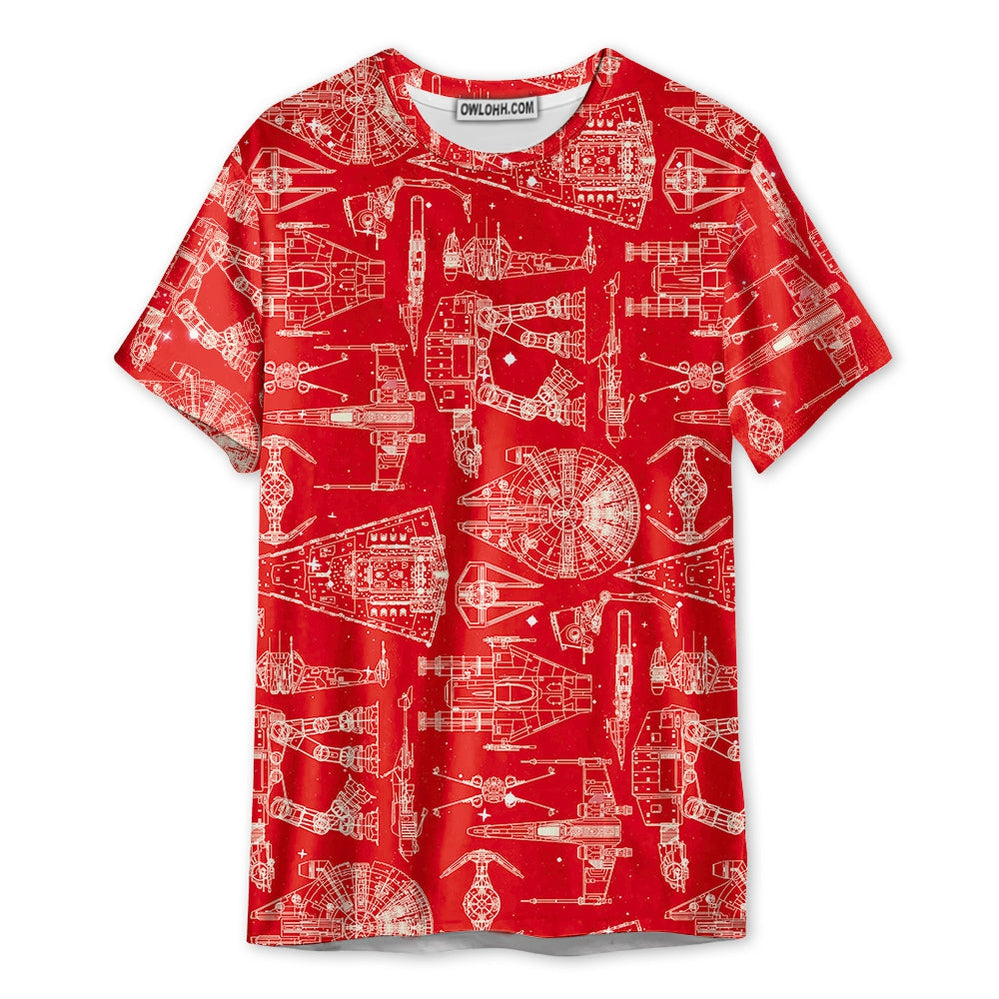 SPACE SHIPS STAR WARS RED - Unisex 3D T-shirt - Chic Loom