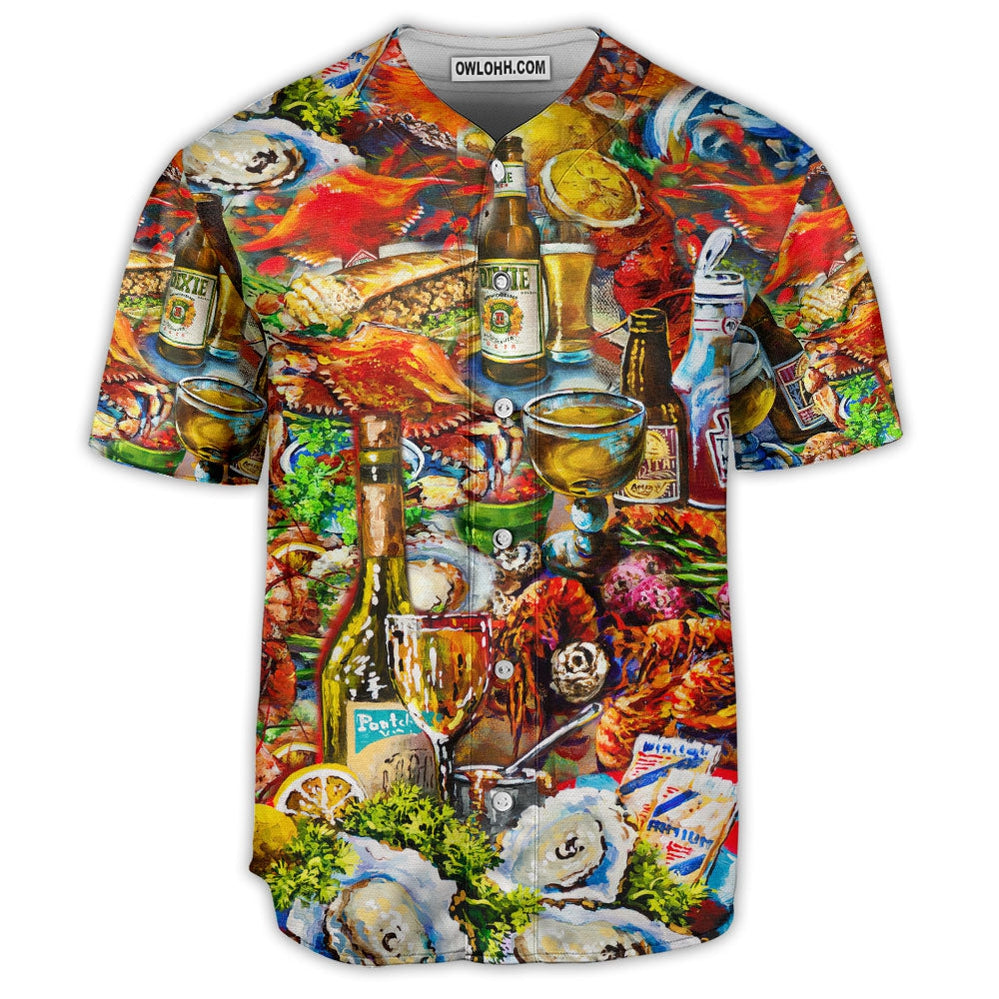 Food Beer And Seafood Art Lover - Baseball Jersey
