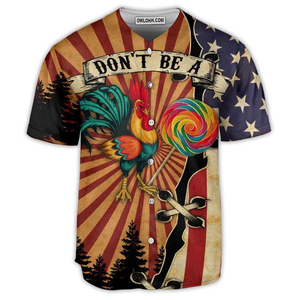 Chicken Don't Be A Chicken US Flag Vibe - Baseball Jersey