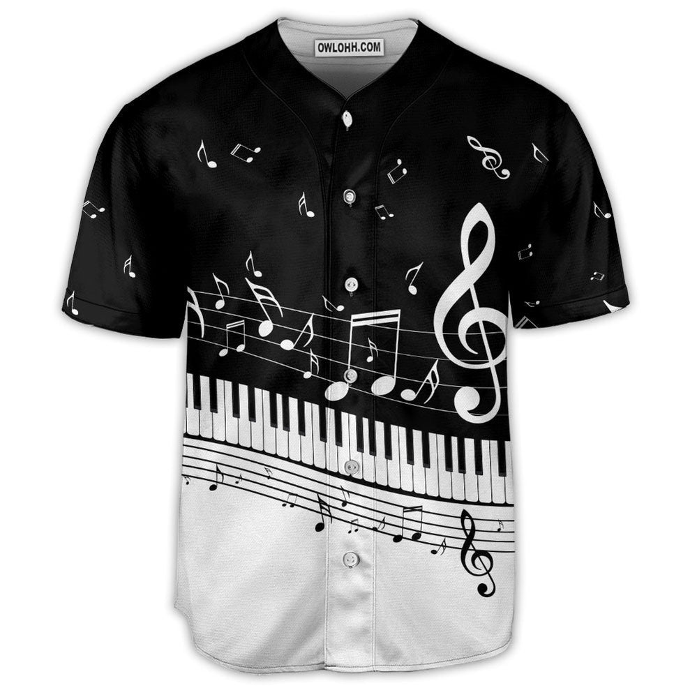 Piano Music Black And White Art Style - Baseball Jersey