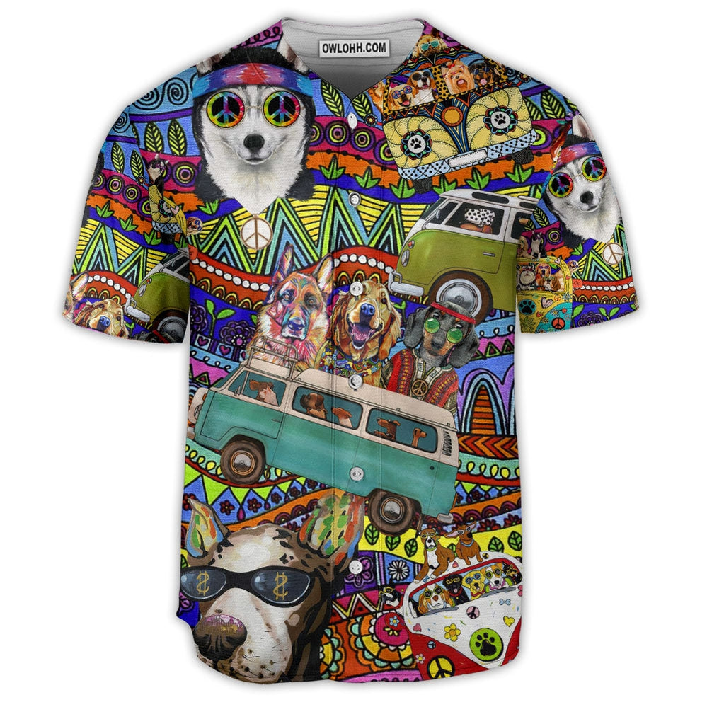 Dog Hippie Love Life Style - Baseball Jersey