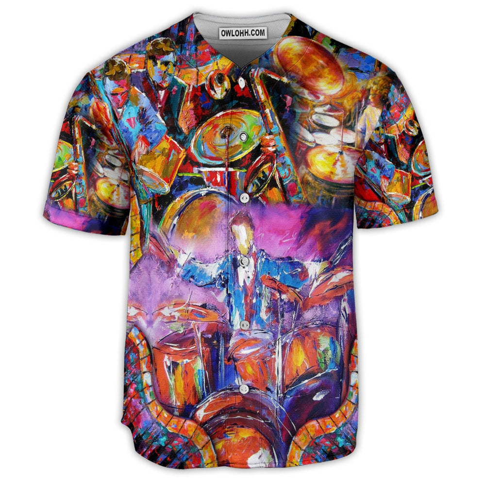 Drum Neon Colorful Style Art- Baseball Jersey
