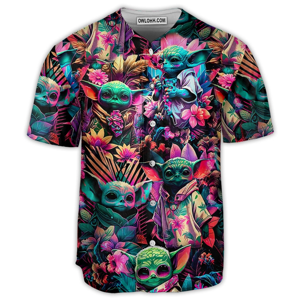 Starwars Baby Yoda Synthwave Cool - Baseball Jersey - Chic Loom