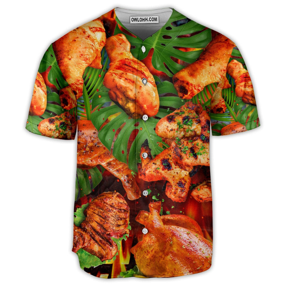 Chicken Meat Tropical Lover Art Style - Baseball Jersey