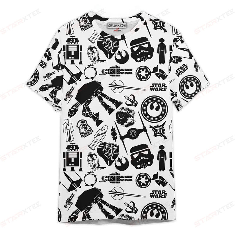 Star Wars Black and White Gift For Fans Unisex 3D T-shirt - Chic Loom