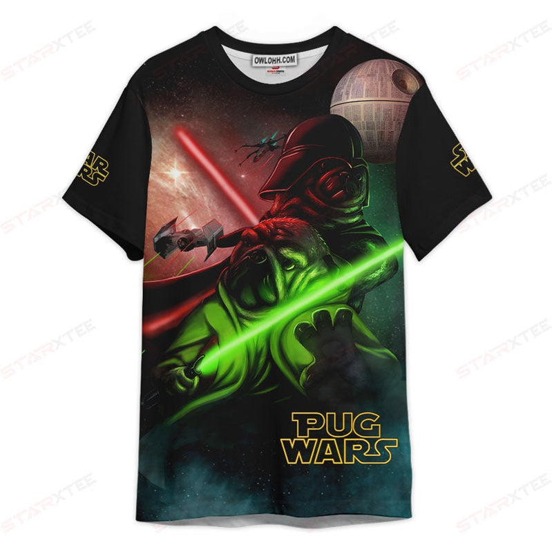 Star Wars Pug Wars Gift For Fans Unisex 3D T-shirt - Chic Loom